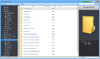 Showing the backup panel in iExplorer